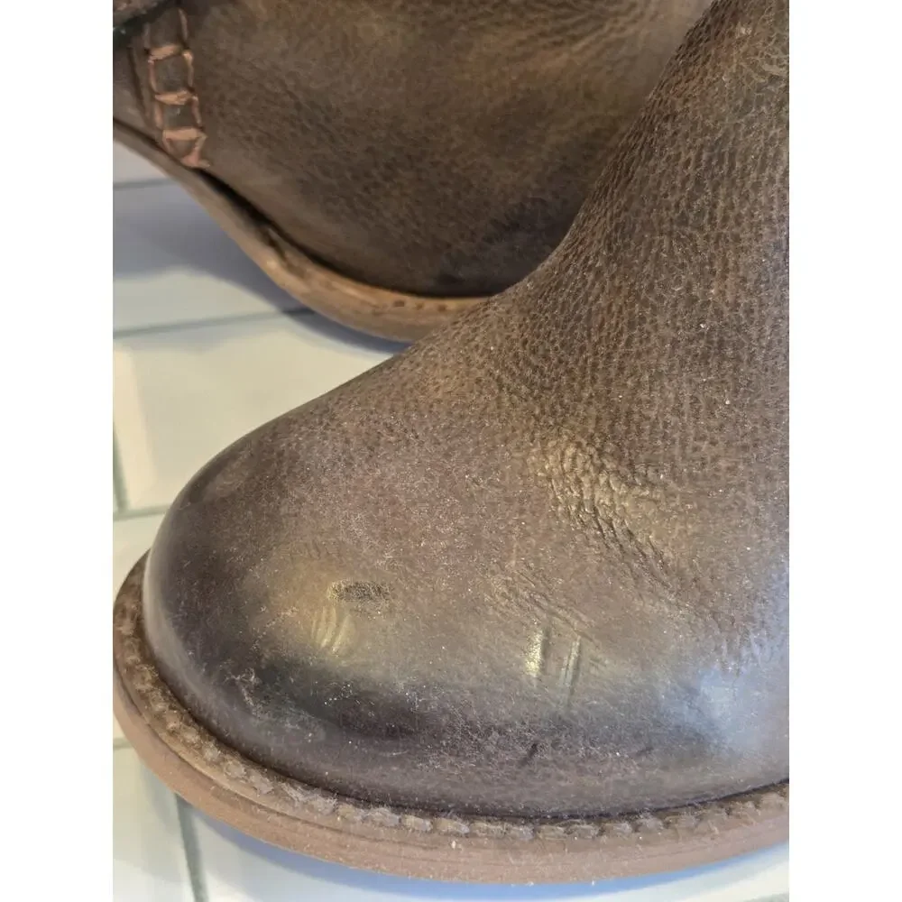 Freebird BARKER Mid-calf Brown Leather Boots, Buckle Details Side Zip, Boho | 9 - Picture 6 of 16